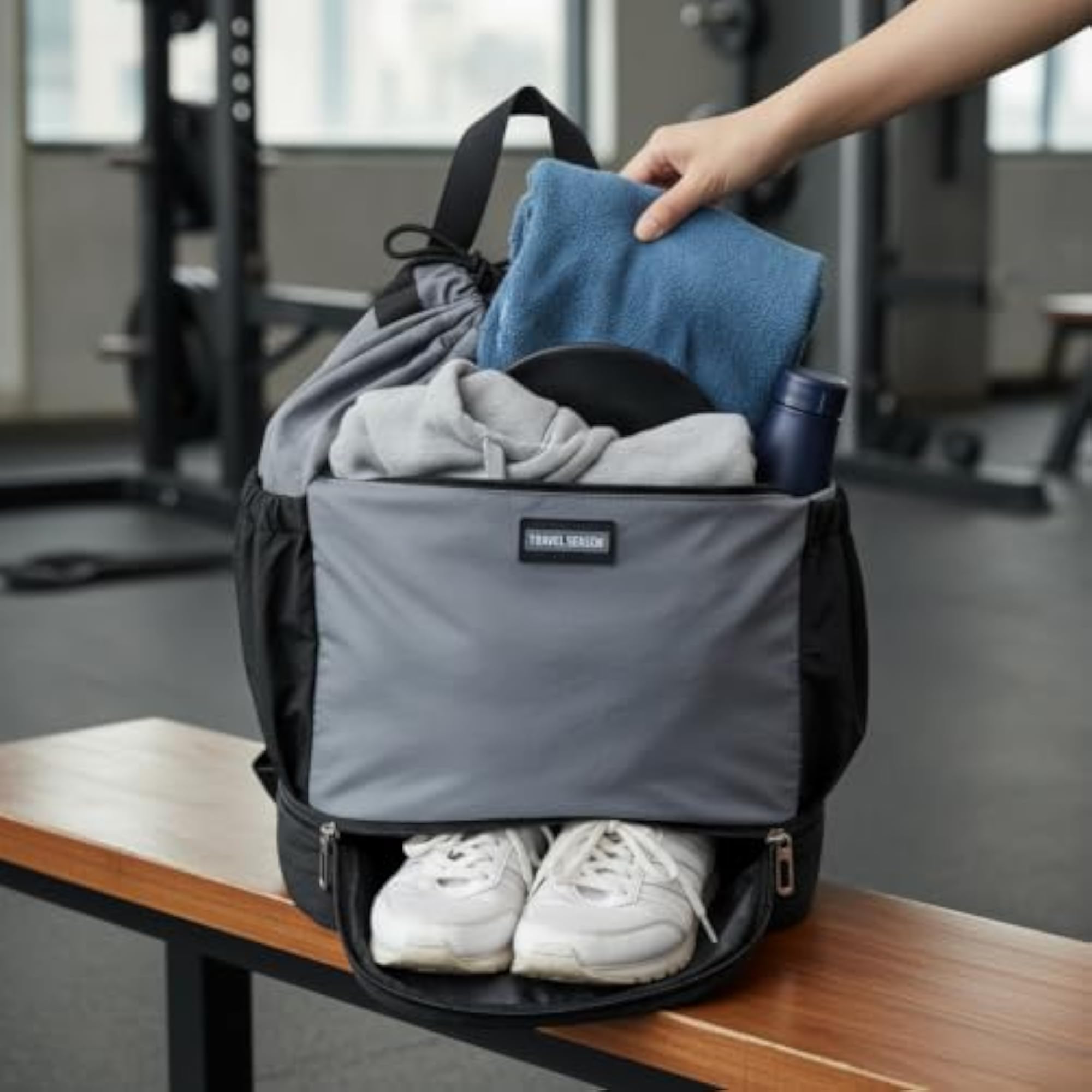 Taslon Wet Dry Separation Backpack Travel Duffel Bag